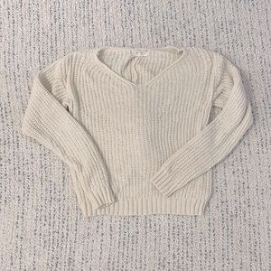 cream comfy tie in back sweater